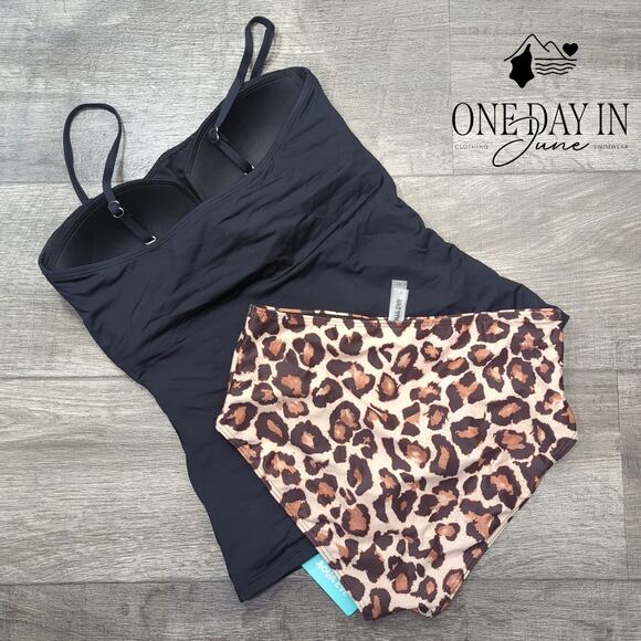 Aqua Eve Leopard Bottom Tankini Swimsuit Size S - Picture 7 of 7
